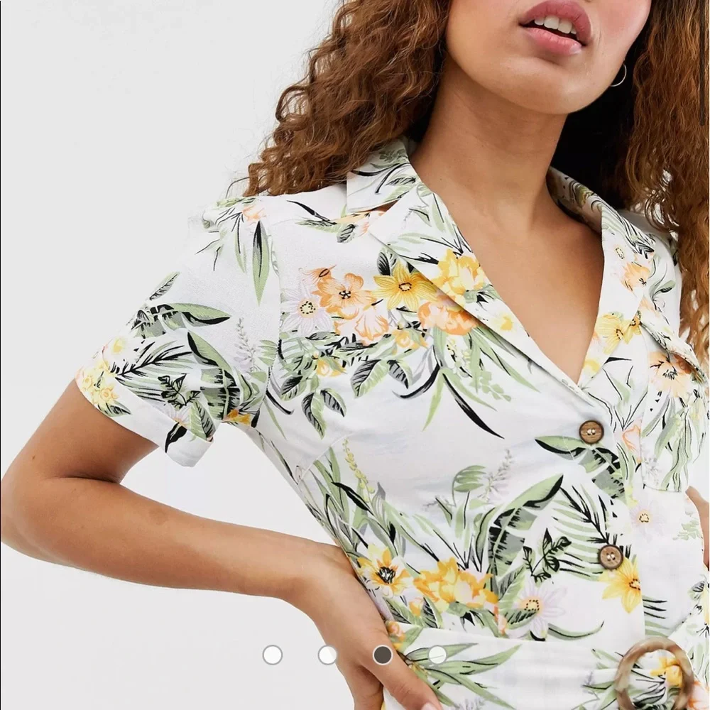 Asos Petite Utility Dress in tropical print 🌴 - Picture 2 of 4